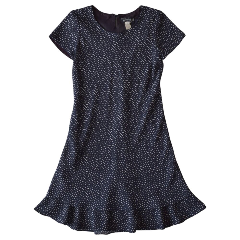 Navy Blue Polka Dot Flare Dress – Hampton Dress Co., Size 10
